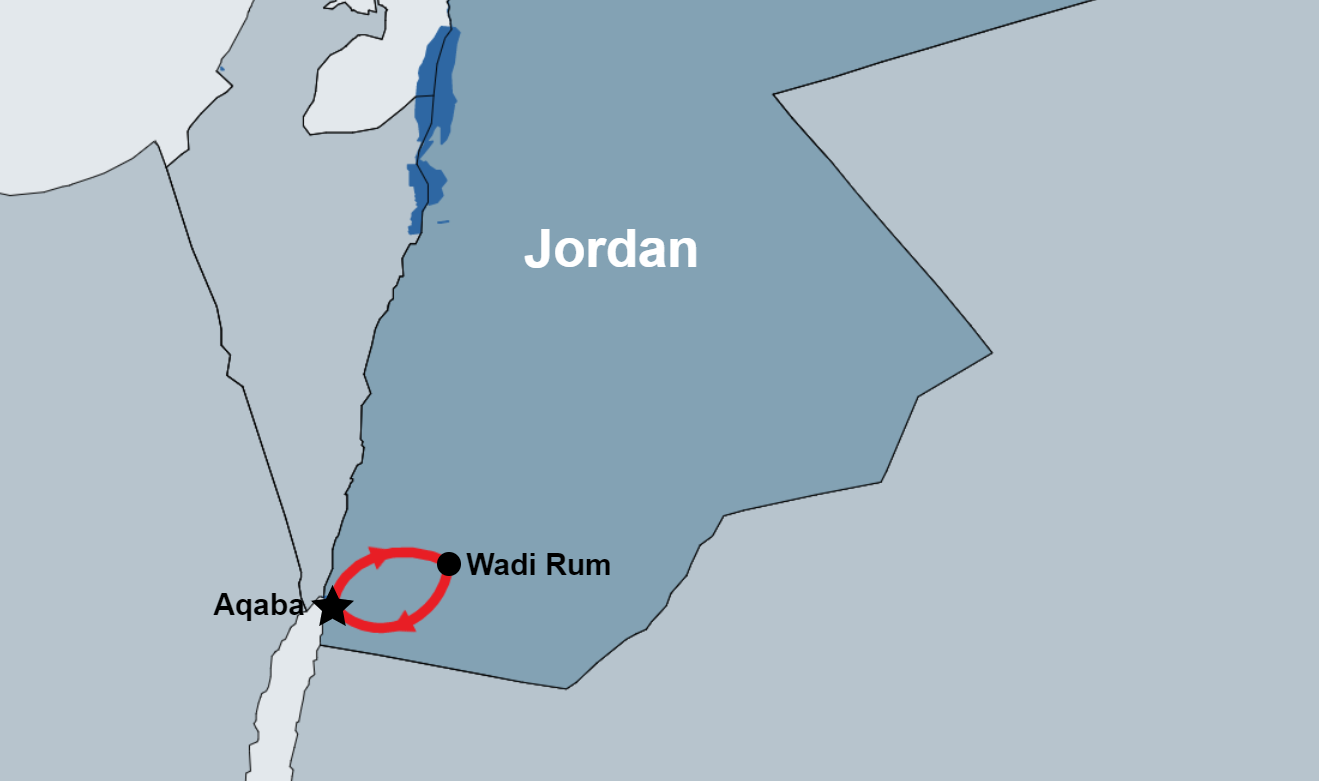 Wadi Rum Trips from Aqaba map Wadi Rum Trips from Aqaba map